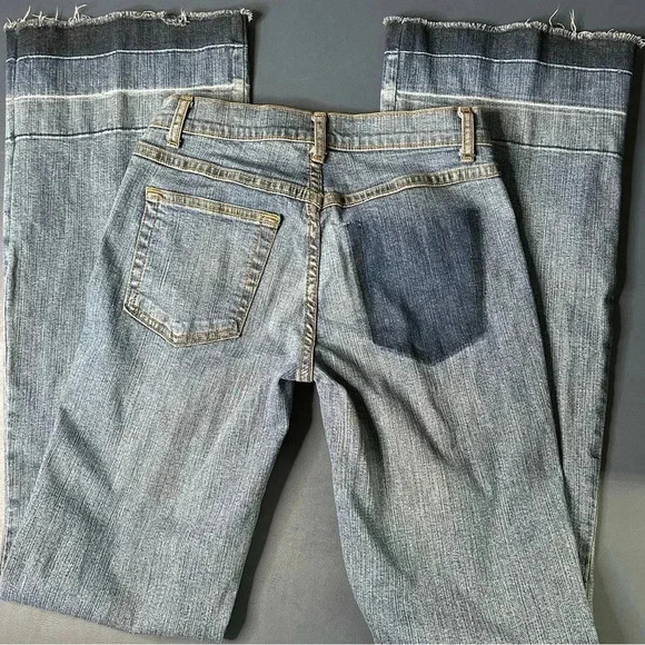 Arden B Womens Jeans Size 2 Blue Wide Two Tone Raw Cuffs - Picture 4 of 13